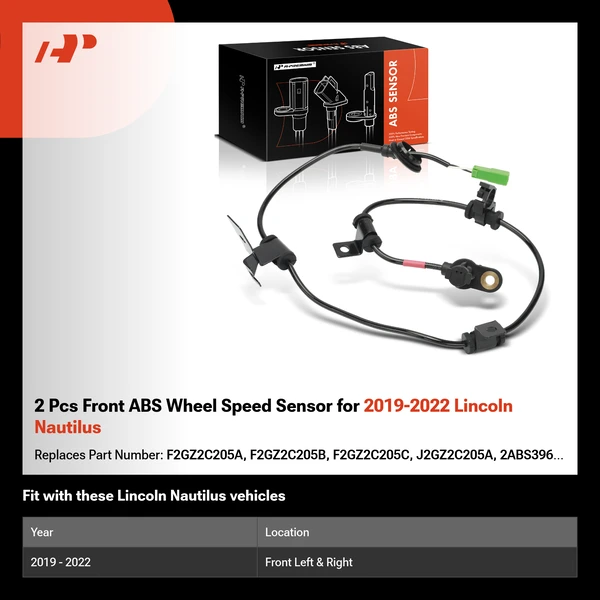 2 Pcs Front ABS Wheel Speed Sensor for 2019-2022 Lincoln Nautilus
