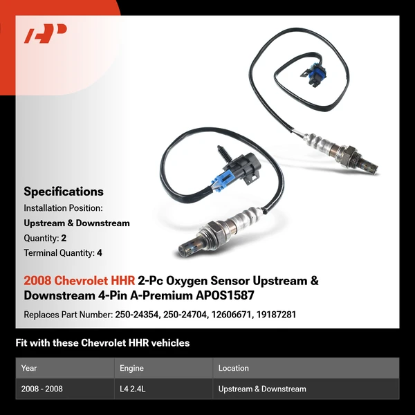 2008 Chevrolet HHR 2-Pc Oxygen Sensor Upstream & Downstream 4-Pin A-Premium APOS1587
