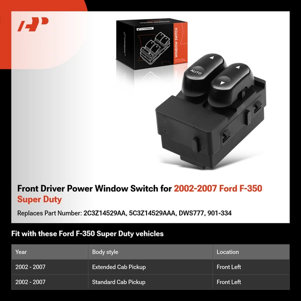 Front Driver Power Window Switch for 2002-2007 Ford F-350 Super Duty