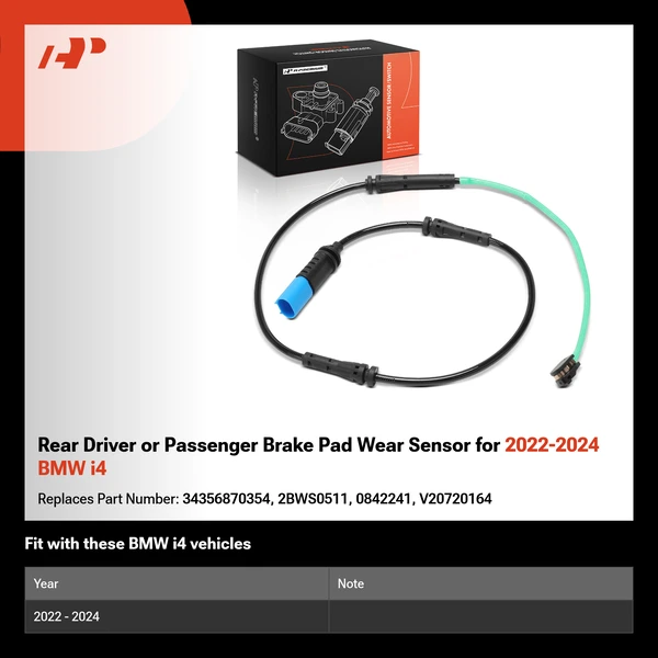 Rear Driver or Passenger Brake Pad Wear Sensor for 2022-2024 BMW i4