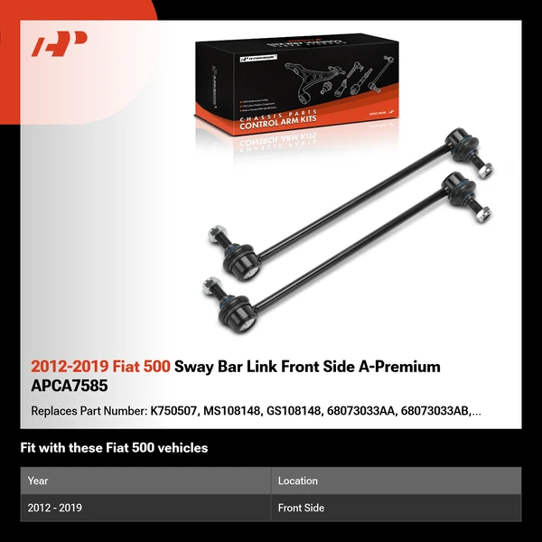 2012-2019 Fiat 500 Sway Bar Link Front Side A-Premium APCA7585