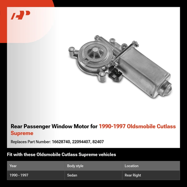Rear Passenger Window Motor for 1990-1997 Oldsmobile Cutlass Supreme
