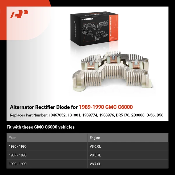 Alternator Rectifier Diode for 1989-1990 GMC C6000