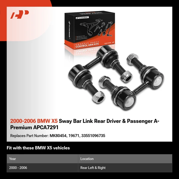 2000-2006 BMW X5 Sway Bar Link Rear Driver & Passenger A-Premium APCA7291