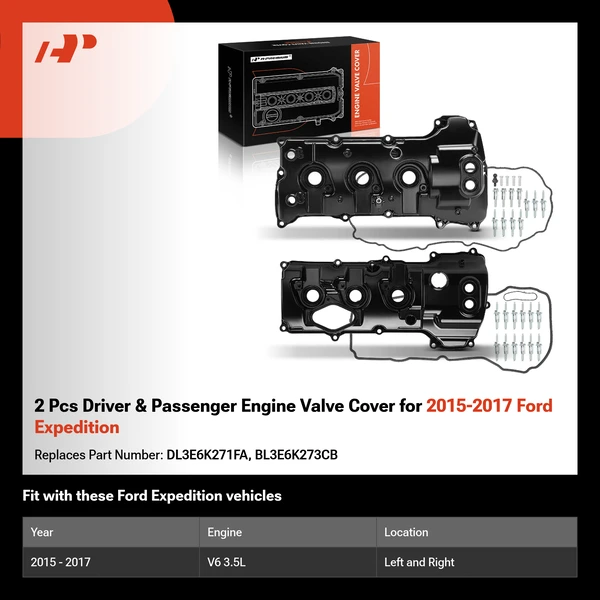 2 Pcs Driver & Passenger Engine Valve Cover for 2015-2017 Ford Expedition