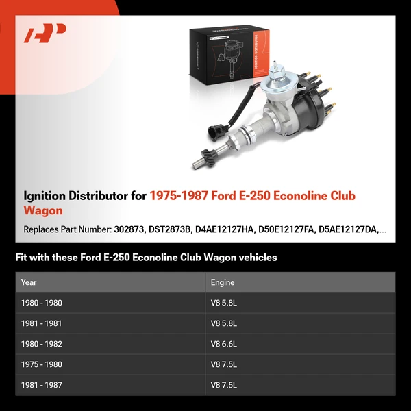 Ignition Distributor for 1975-1987 Ford E-250 Econoline Club Wagon