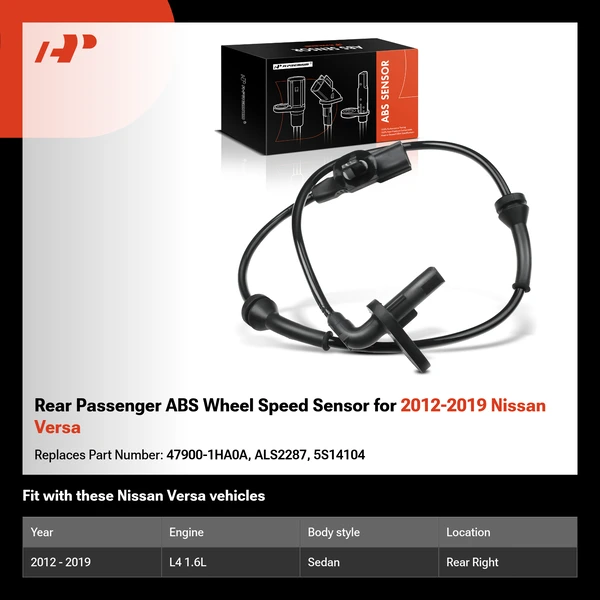 Rear Passenger ABS Wheel Speed Sensor for 2012-2019 Nissan Versa