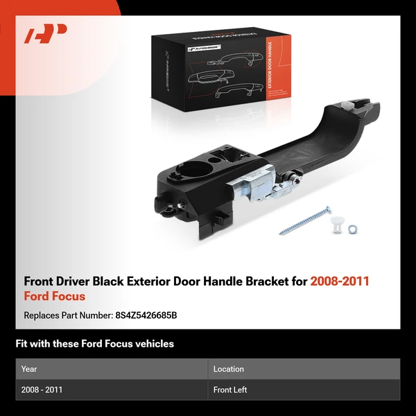 Front Driver Black Exterior Door Handle Bracket for 2008-2011 Ford Focus