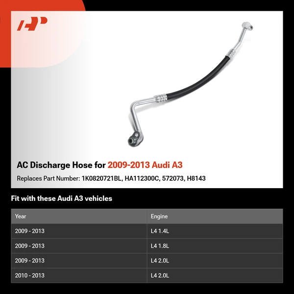 AC Discharge Hose for 2009-2013 Audi A3