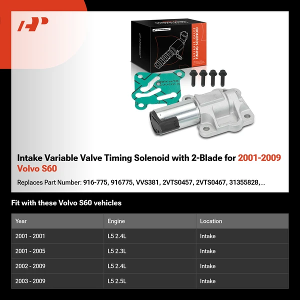 Intake Variable Valve Timing Solenoid with 2-Blade for 2001-2009 Volvo S60