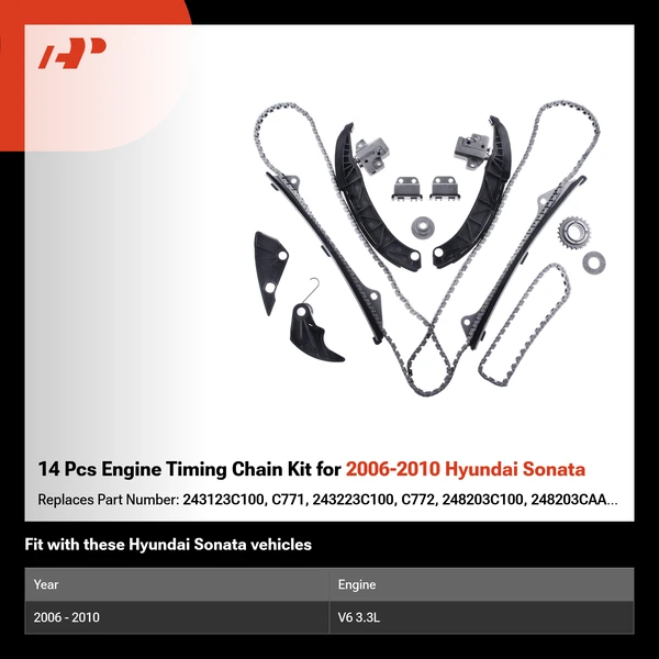 14 Pcs Engine Timing Chain Kit for 2006-2010 Hyundai Sonata