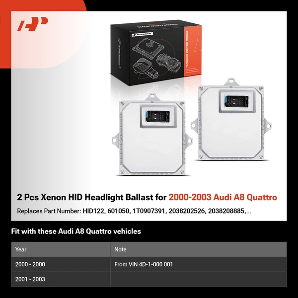 2 Pcs Xenon HID Headlight Ballast for 2000-2003 Audi A8 Quattro