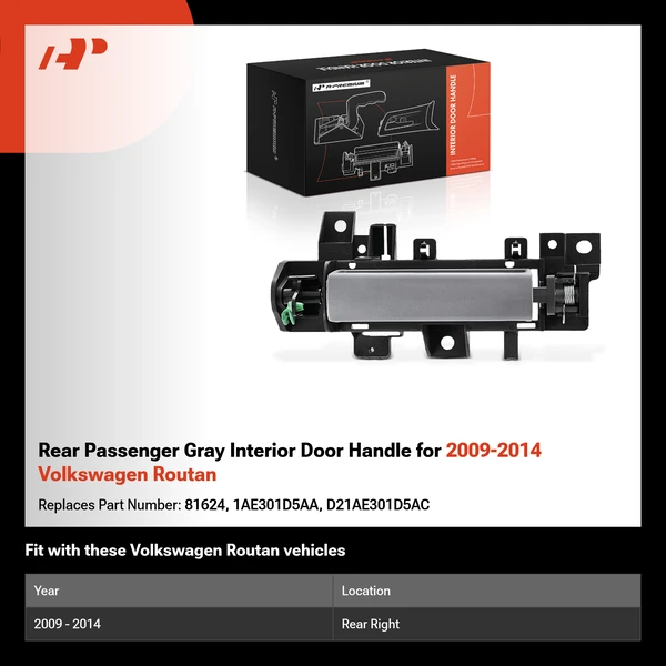 Rear Passenger Gray Interior Door Handle for 2009-2014 Volkswagen Routan