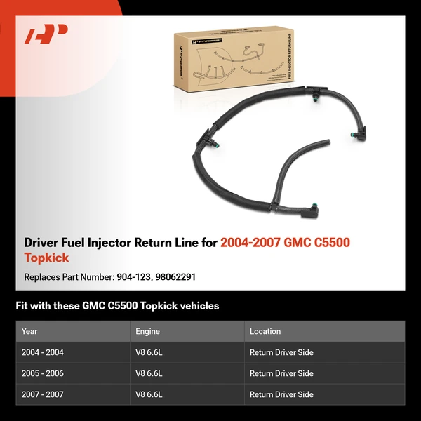 Driver Fuel Injector Return Line for 2004-2007 GMC C5500 Topkick
