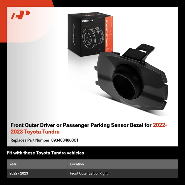 Front Outer Driver or Passenger Parking Sensor Bezel for 2022-2023 Toyota Tundra