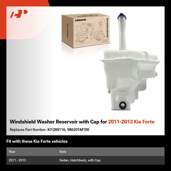 Windshield Washer Reservoir with Cap for 2011-2013 Kia Forte