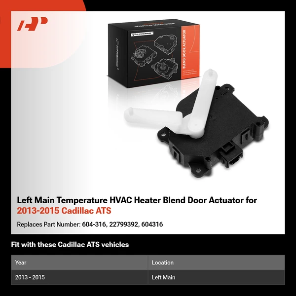 Left Main Temperature HVAC Heater Blend Door Actuator for 2013-2015 Cadillac ATS