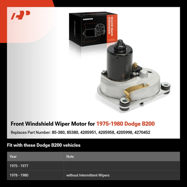 Front Windshield Wiper Motor for 1975-1980 Dodge B200