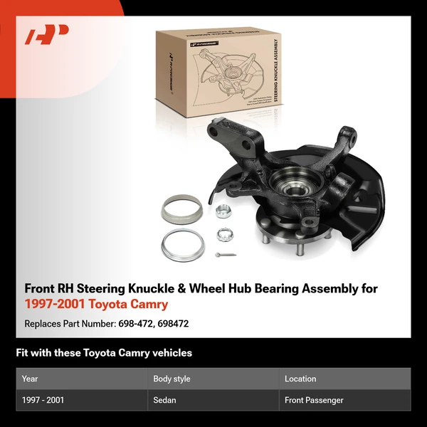 Front RH Steering Knuckle & Wheel Hub Bearing Assembly for 1997-2001 Toyota Camry