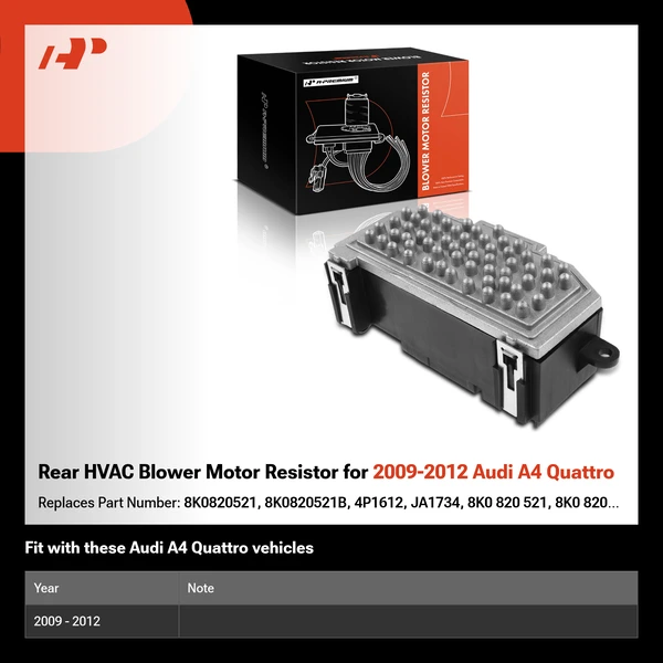 Rear HVAC Blower Motor Resistor for 2009-2012 Audi A4 Quattro