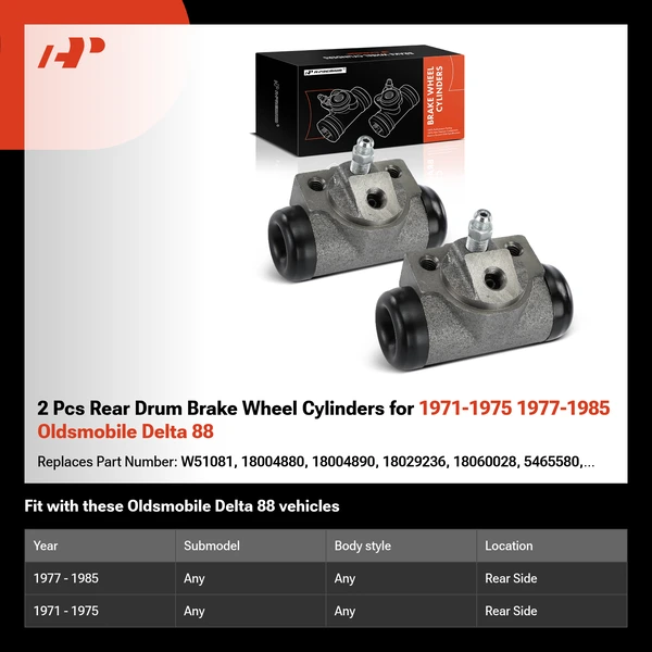 2 Pcs Rear Drum Brake Wheel Cylinders for 1971-1975 1977-1985 Oldsmobile Delta 88
