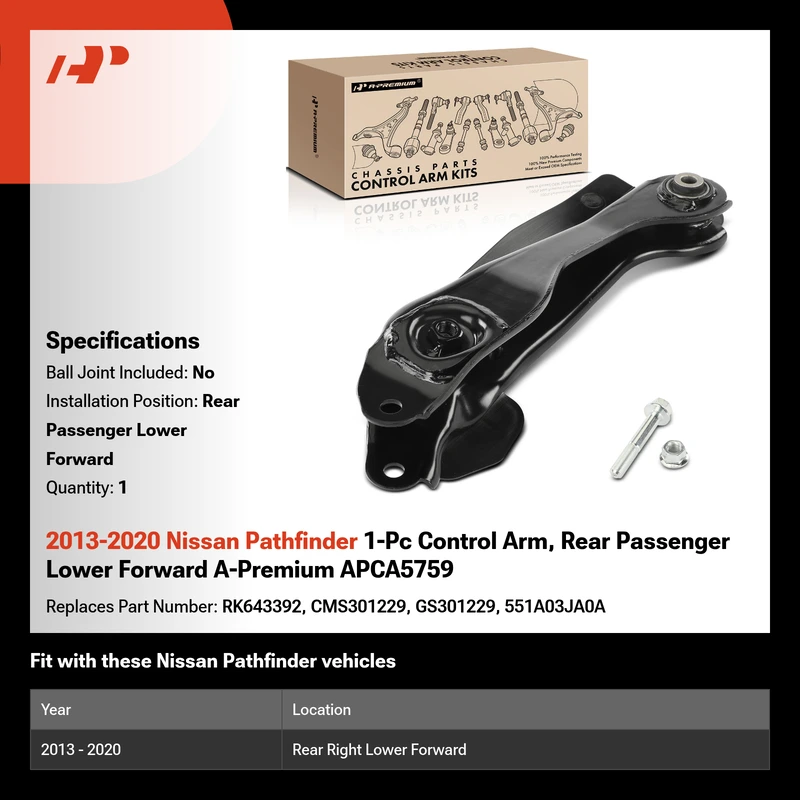 2013-2020 Nissan Pathfinder 1-Pc Control Arm, Rear Passenger Lower Forward A-Premium APCA5759