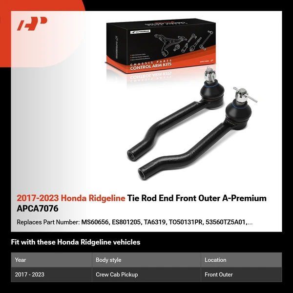 2017-2023 Honda Ridgeline Tie Rod End Front Outer A-Premium APCA7076