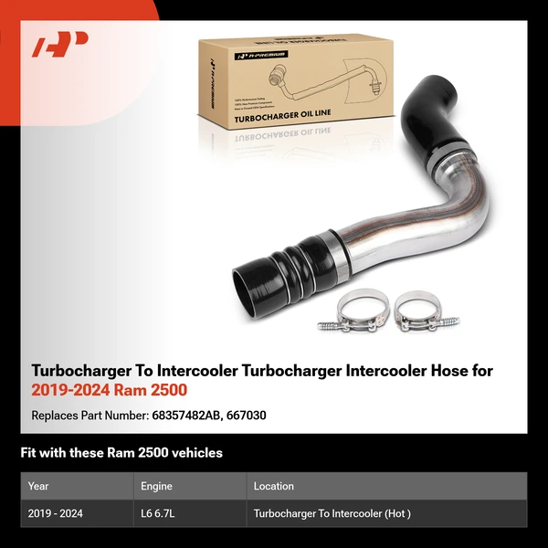 Turbocharger To Intercooler Turbocharger Intercooler Hose for 2019-2024 Ram 2500
