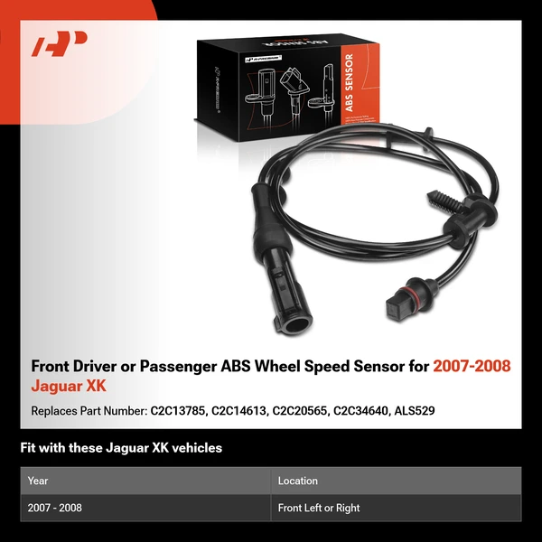 Front Driver or Passenger ABS Wheel Speed Sensor for 2007-2008 Jaguar XK