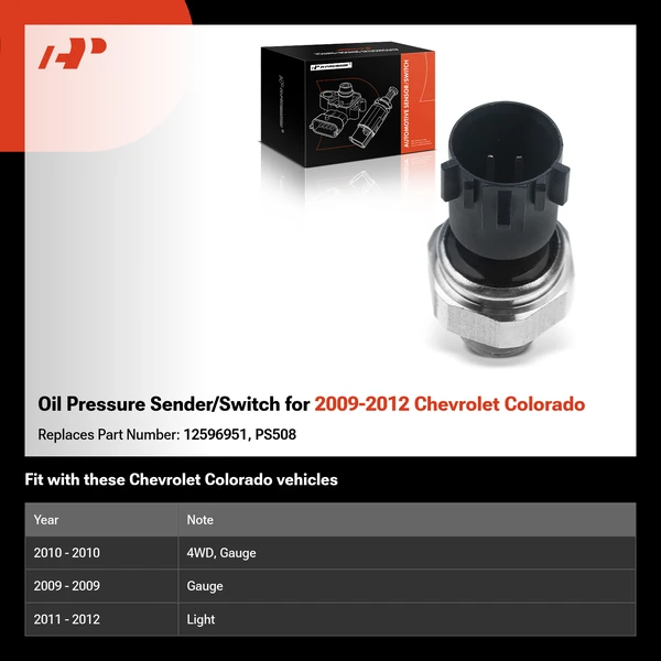 Oil Pressure Sender/Switch for 2009-2012 Chevrolet Colorado