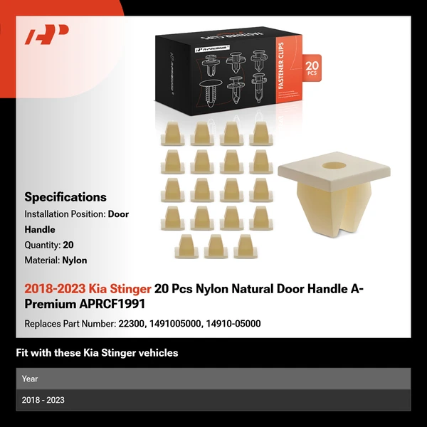 2018-2023 Kia Stinger 20 Pcs Nylon Natural Door Handle A-Premium APRCF1991