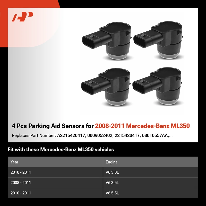 4 Pcs Parking Aid Sensors for 2008-2011 Mercedes-Benz ML350