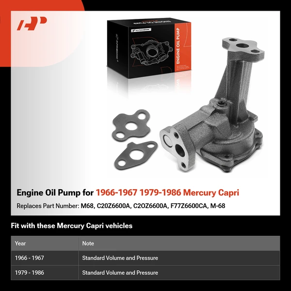 Engine Oil Pump for 1966-1967 1979-1986 Mercury Capri