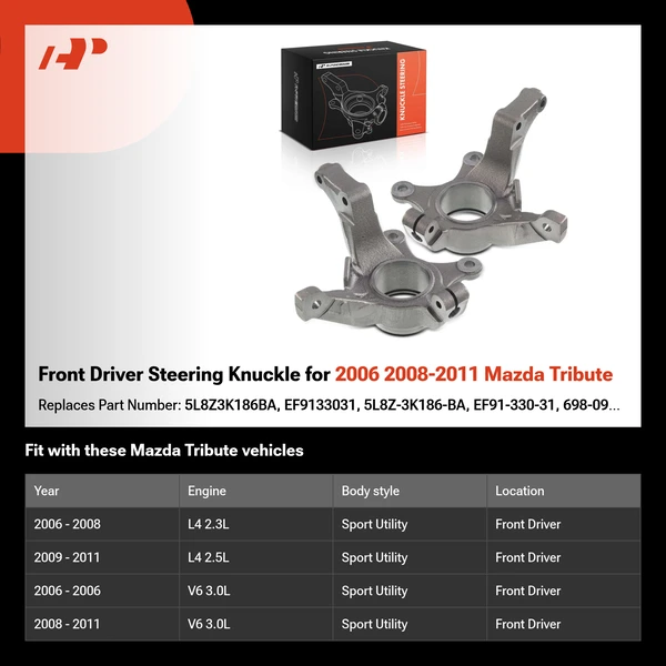 Front Driver Steering Knuckle for 2006 2008-2011 Mazda Tribute