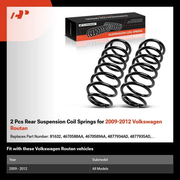 2 Pcs Rear Suspension Coil Springs for 2009-2012 Volkswagen Routan