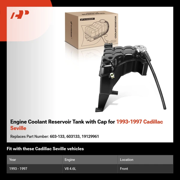 Engine Coolant Reservoir Tank with Cap for 1993-1997 Cadillac Seville