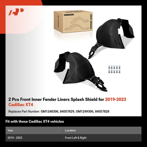 2 Pcs Front Inner Fender Liners Splash Shield for 2019-2023 Cadillac XT4