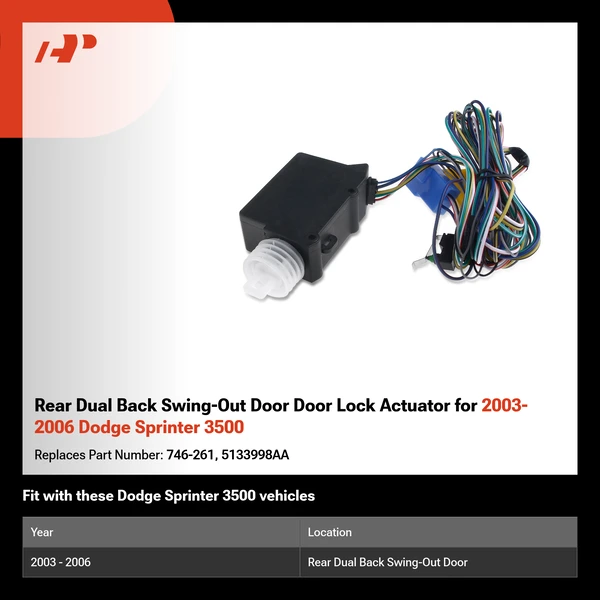 Rear Dual Back Swing-Out Door Door Lock Actuator for 2003-2006 Dodge Sprinter 3500