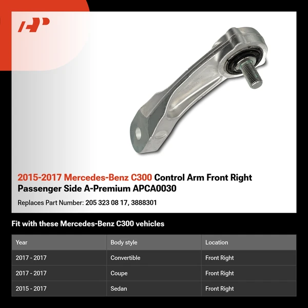 2015-2017 Mercedes-Benz C300 Control Arm Front Right Passenger Side A-Premium APCA0030