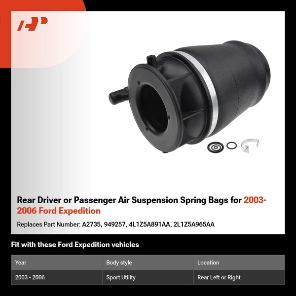 Rear Driver or Passenger Air Suspension Spring Bags for 2003-2006 Ford Expedition
