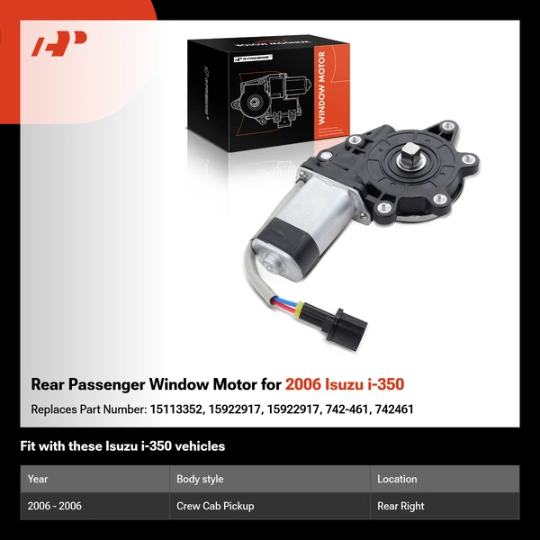 Rear Passenger Window Motor for 2006 Isuzu i-350