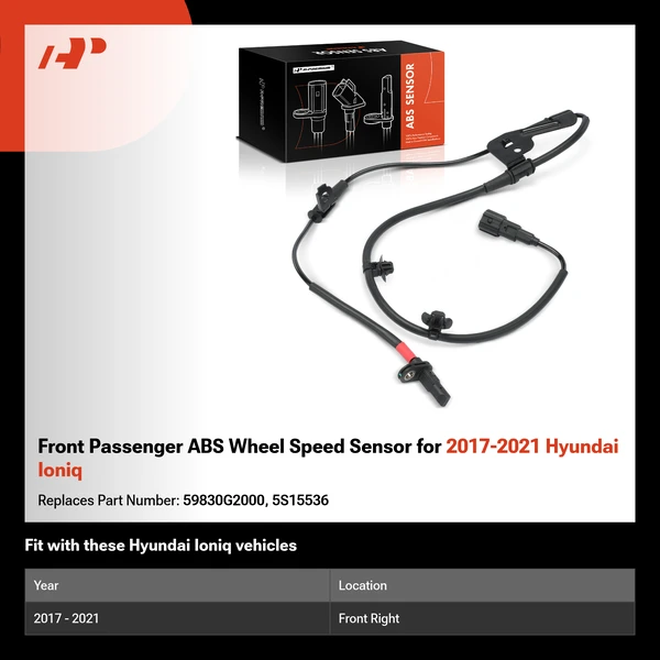 Front Passenger ABS Wheel Speed Sensor for 2017-2021 Hyundai Ioniq