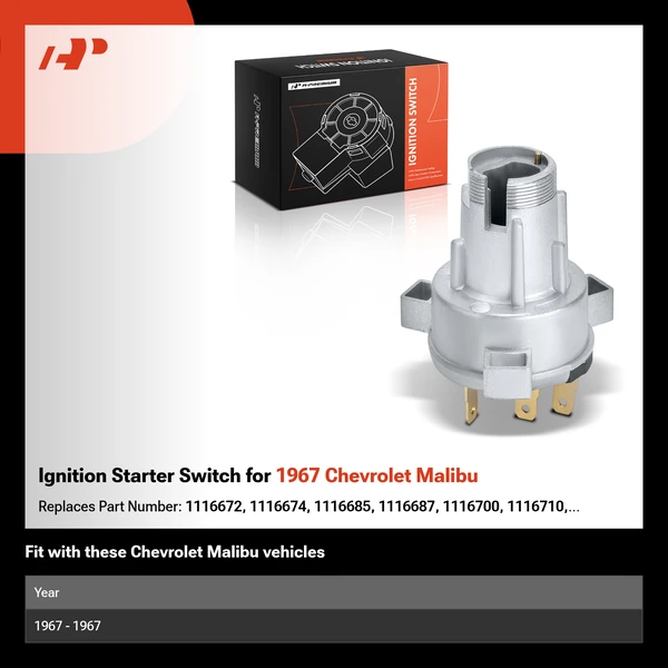 Ignition Starter Switch for 1967 Chevrolet Malibu