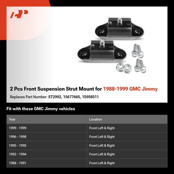 2 Pcs Front Suspension Strut Mount for 1988-1999 GMC Jimmy