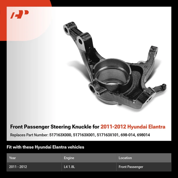 Front Passenger Steering Knuckle for 2011-2012 Hyundai Elantra