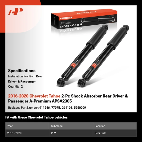 2016-2020 Chevrolet Tahoe 2-Pc Shock Absorber Rear Driver & Passenger A-Premium APSA2305