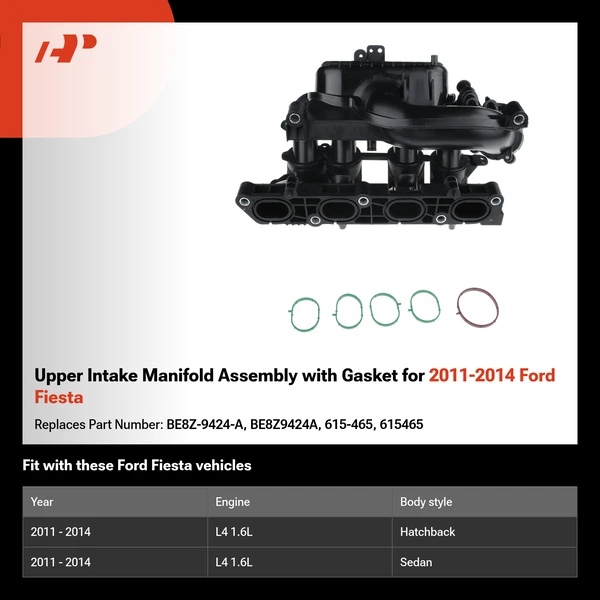 Upper Intake Manifold Assembly with Gasket for 2011-2014 Ford Fiesta
