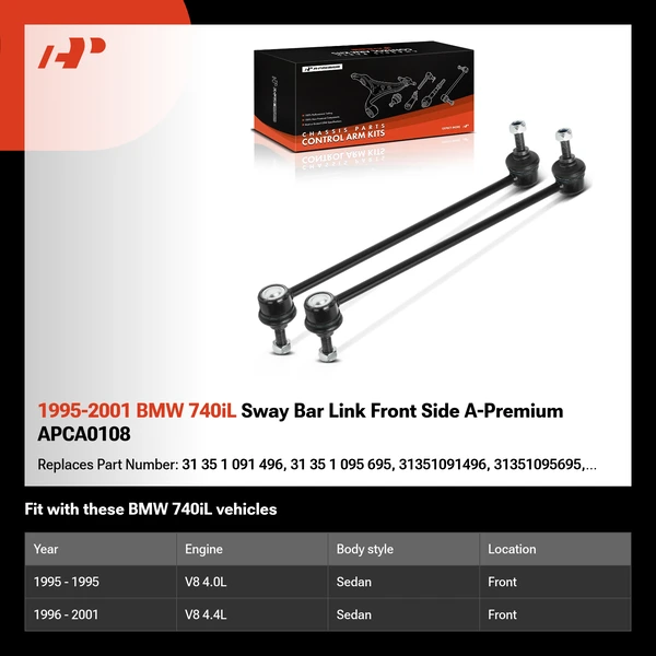 1995-2001 BMW 740iL Sway Bar Link Front Side A-Premium APCA0108