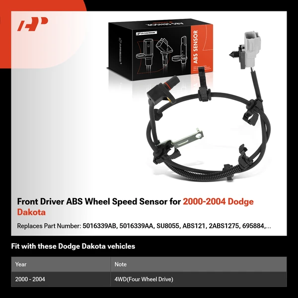 Front Driver ABS Wheel Speed Sensor for 2000-2004 Dodge Dakota