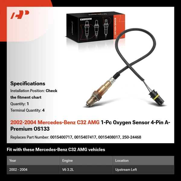 2002-2004 Mercedes-Benz C32 AMG 1-Pc Oxygen Sensor 4-Pin A-Premium OS133